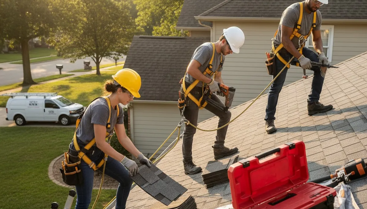Tampa, FL siding contractor on a roof repair project for durable home exterior protection